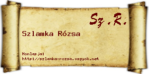 Szlamka Rózsa névjegykártya